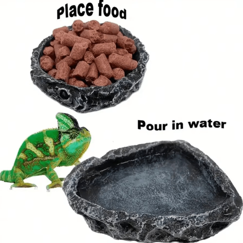 Realistic Stone Like Reptile Feeding And Water Bowl For Bearded Dragons And Small Reptiles 1
