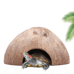 natural coconut reptile hide cave for turtles lizards and aquarium habitats