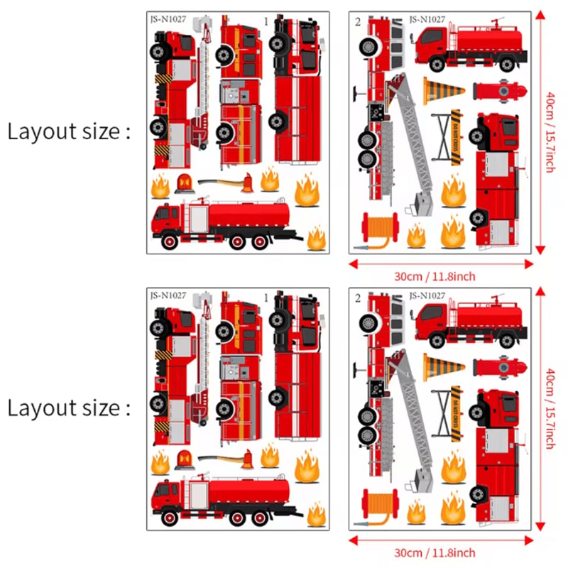 Cartoon Fire Truck Wall Decor Stickers For Kids Bedroom Nursery And Playroom 5