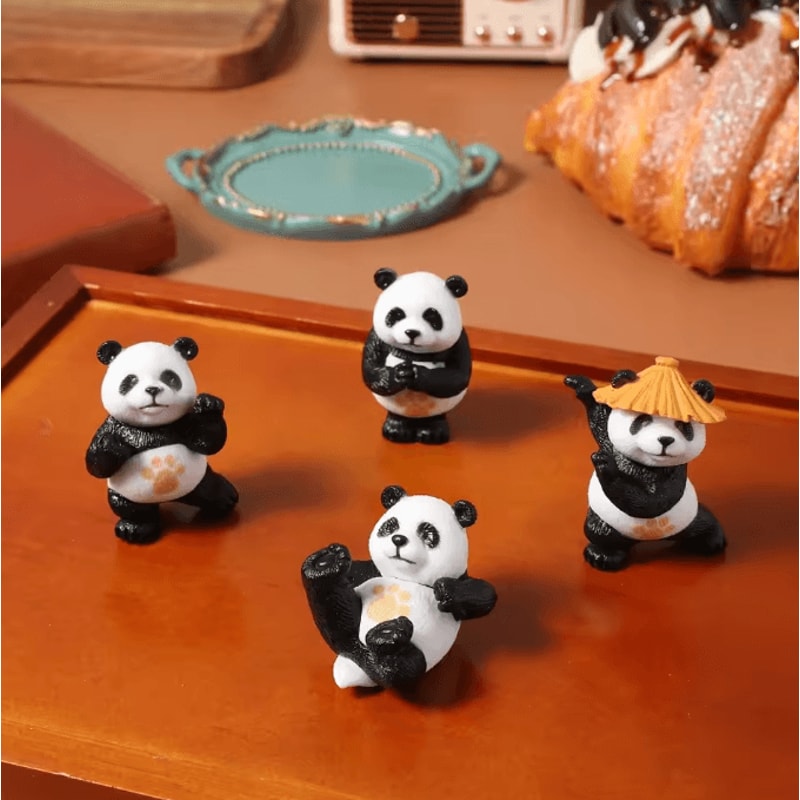4 Pieces Cute Mini Panda Statue Kung Fu Panda Ornament For Fairy Garden And Bonsai Decor 0