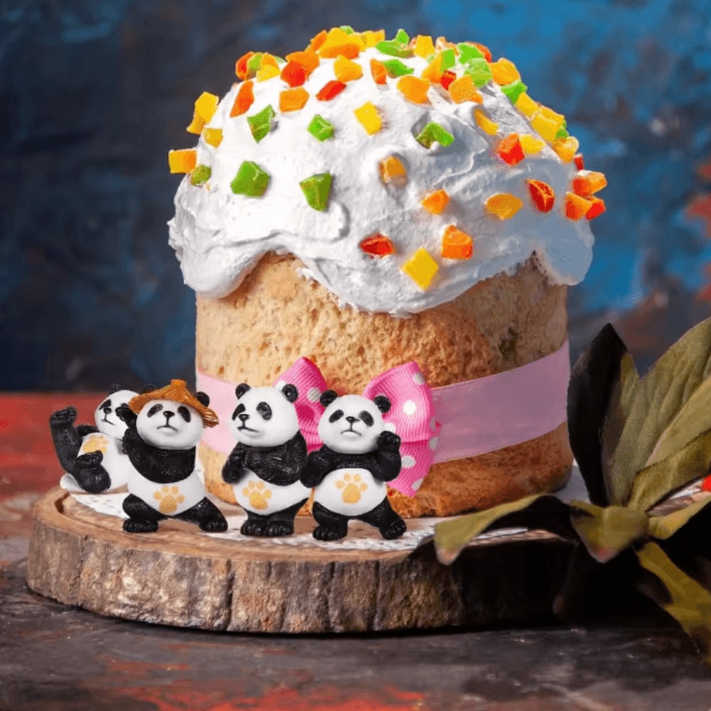 4 Pieces Cute Mini Panda Statue Kung Fu Panda Ornament For Fairy Garden And Bonsai Decor 3