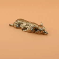 pure brass welsh corgi puppy figurine for desktop decor tea pets and collectible display