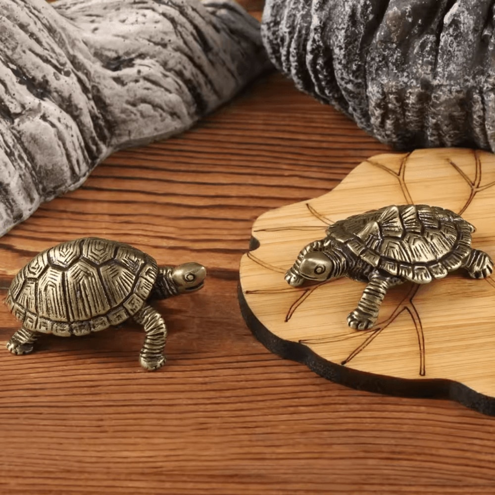 Antique Brass Turtle Ornament For Wealth Longevity And Desktop Decor 1