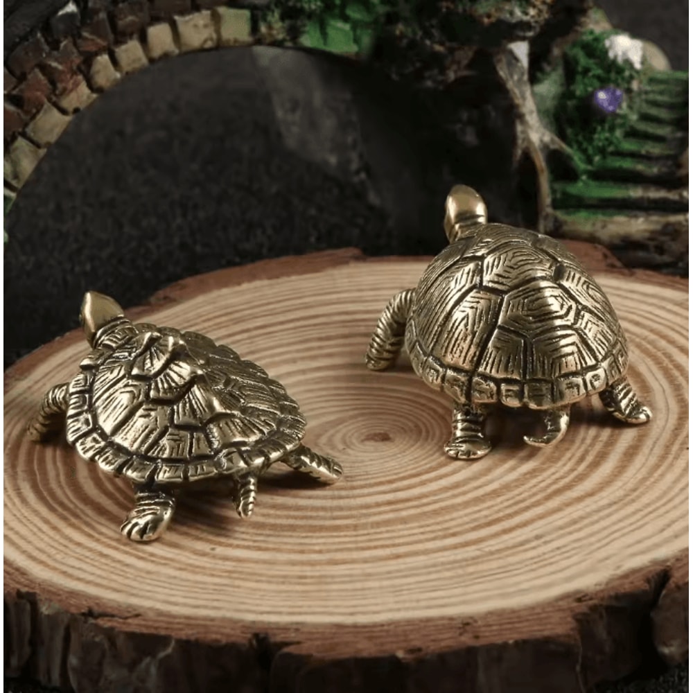 Antique Brass Turtle Ornament For Wealth Longevity And Desktop Decor 2