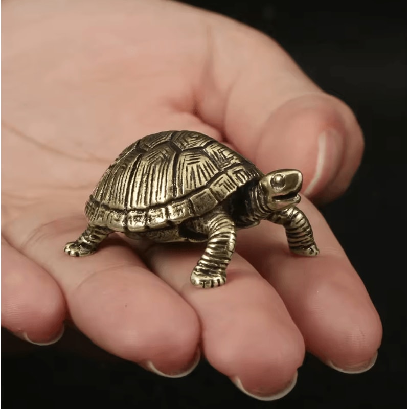 Antique Brass Turtle Ornament For Wealth Longevity And Desktop Decor 5