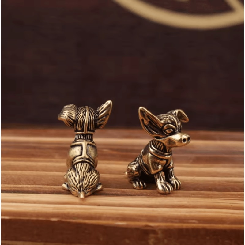 Antique Solid Copper Puppy Figurine For Desk Decor Tea Pets And Collectible Display 1