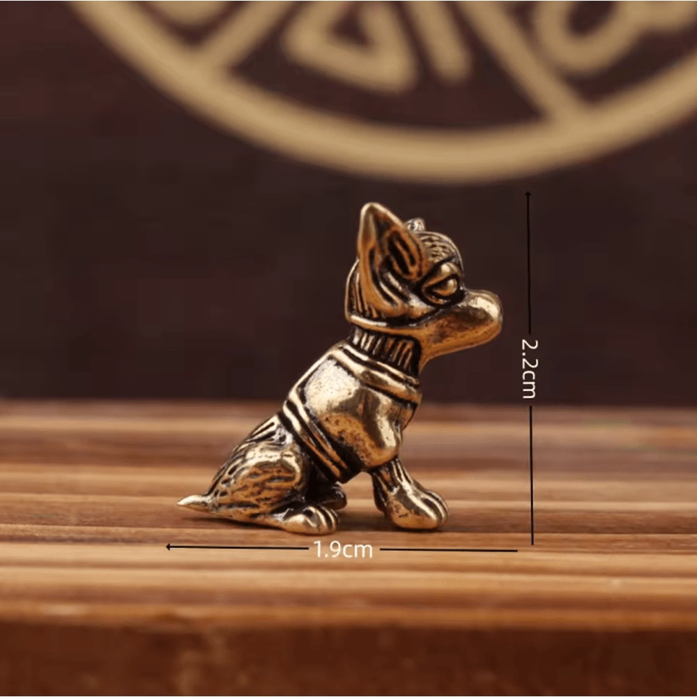 Antique Solid Copper Puppy Figurine For Desk Decor Tea Pets And Collectible Display 3