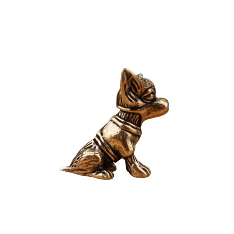 Antique Solid Copper Puppy Figurine For Desk Decor Tea Pets And Collectible Display 4