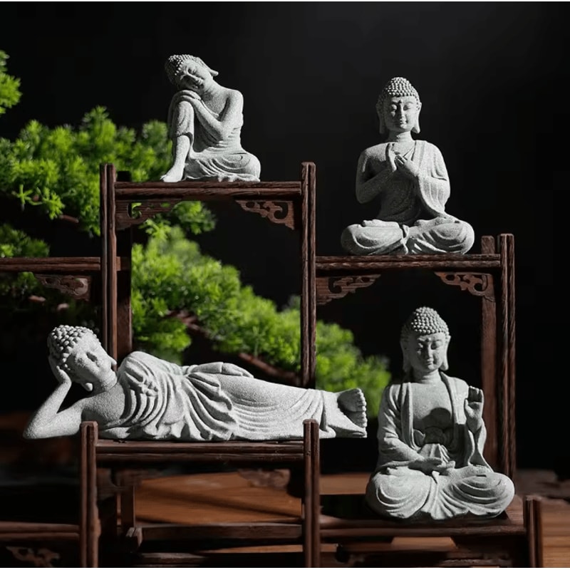 Reclining Meditating Buddha Statue For Feng Shui Home Garden And Desk Decor 1