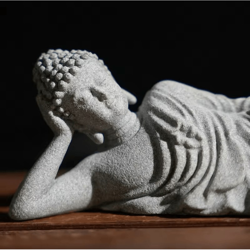 Reclining Meditating Buddha Statue For Feng Shui Home Garden And Desk Decor 3