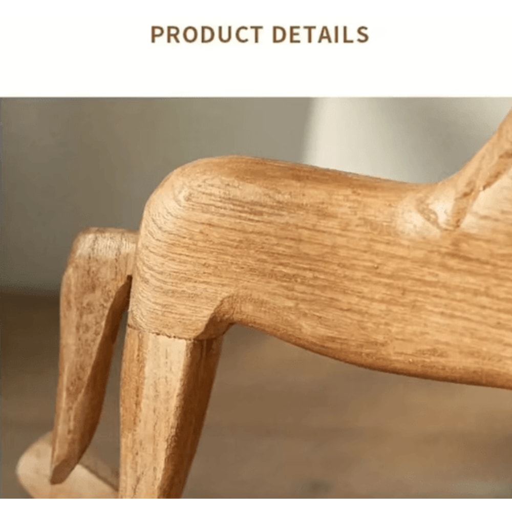 Hand Carved Wooden Rocking Horse Decor For Montessori Nursery And Baby Room Styling 2