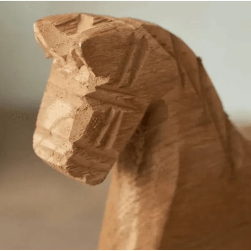 Hand Carved Wooden Rocking Horse Decor For Montessori Nursery And Baby Room Styling 3