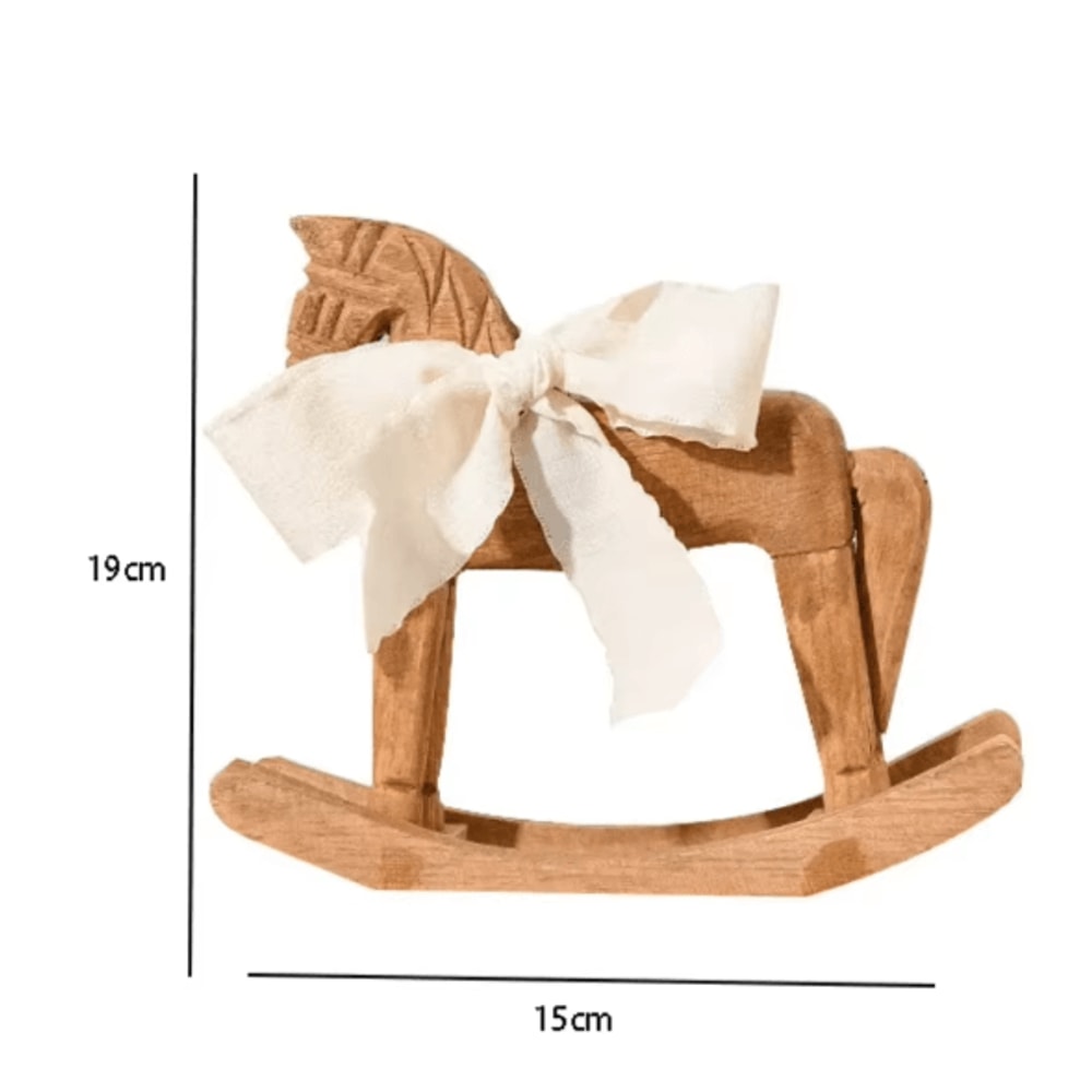 Hand Carved Wooden Rocking Horse Decor For Montessori Nursery And Baby Room Styling 4