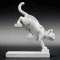 Modern White Geometric Leaping Cat Sculpture For Home And Desk Decor 0