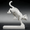 Modern White Geometric Leaping Cat Sculpture For Home And Desk Decor 0