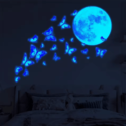 glow in the dark moon and butterfly wall stickers for bedroom and home decor
