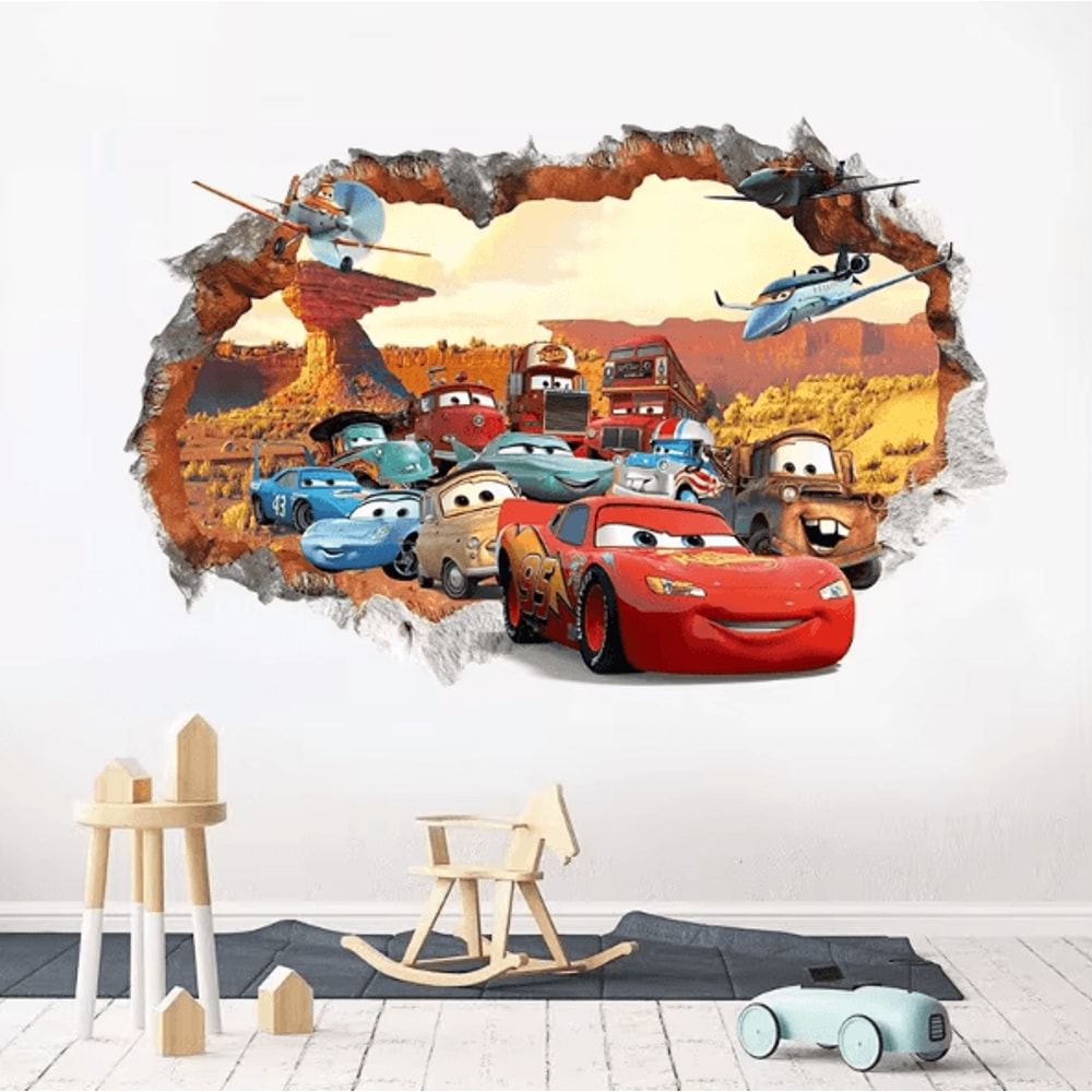 Disney Cars Lightning McQueen 3D Wall Stickers For Kids Bedroom And Playroom Decor 0