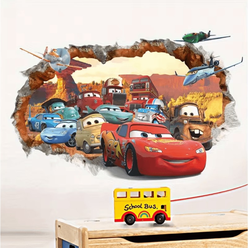 Disney Cars Lightning McQueen 3D Wall Stickers For Kids Bedroom And Playroom Decor 1