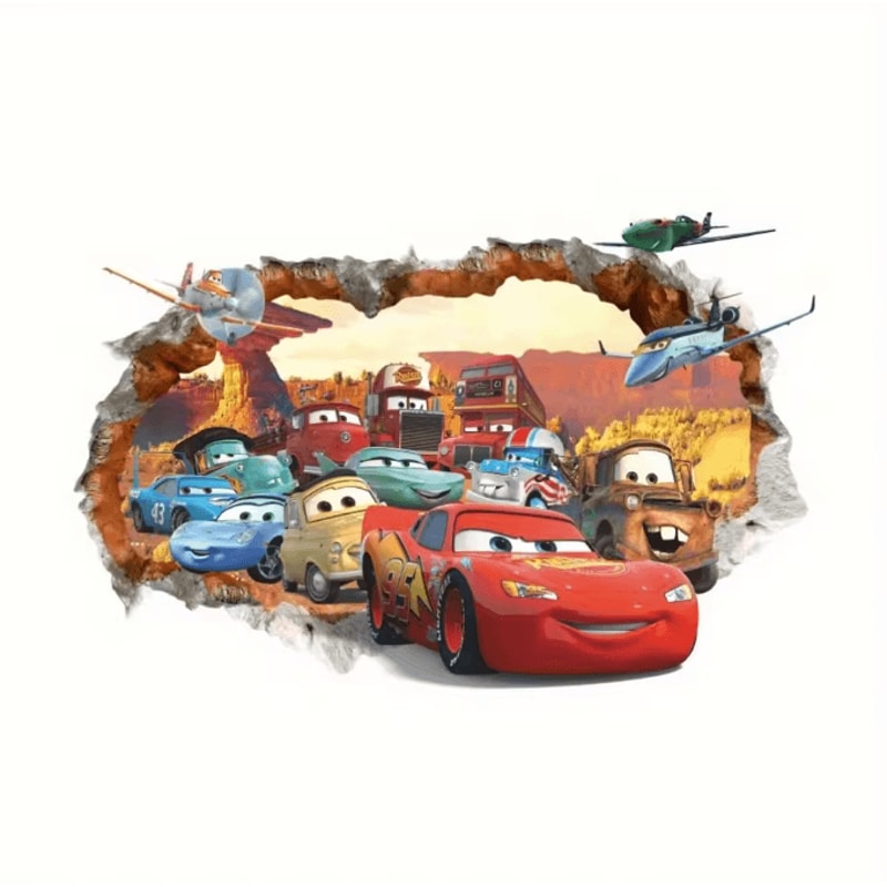 Disney Cars Lightning McQueen 3D Wall Stickers For Kids Bedroom And Playroom Decor 3