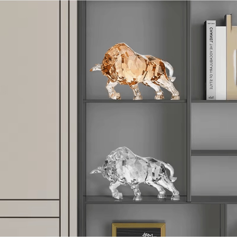Nordic Acrylic Crystal Ox Sculpture For Modern Home And Office Decor 0