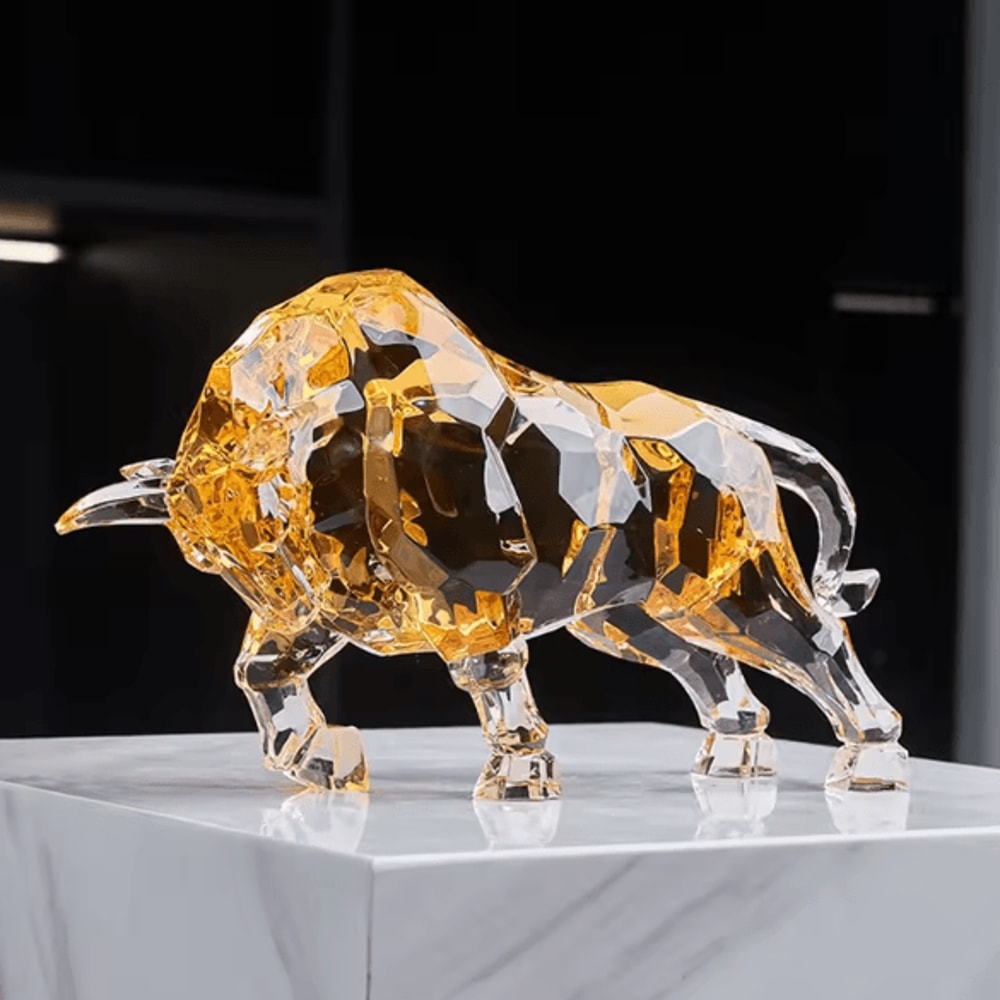 Nordic Acrylic Crystal Ox Sculpture For Modern Home And Office Decor 1