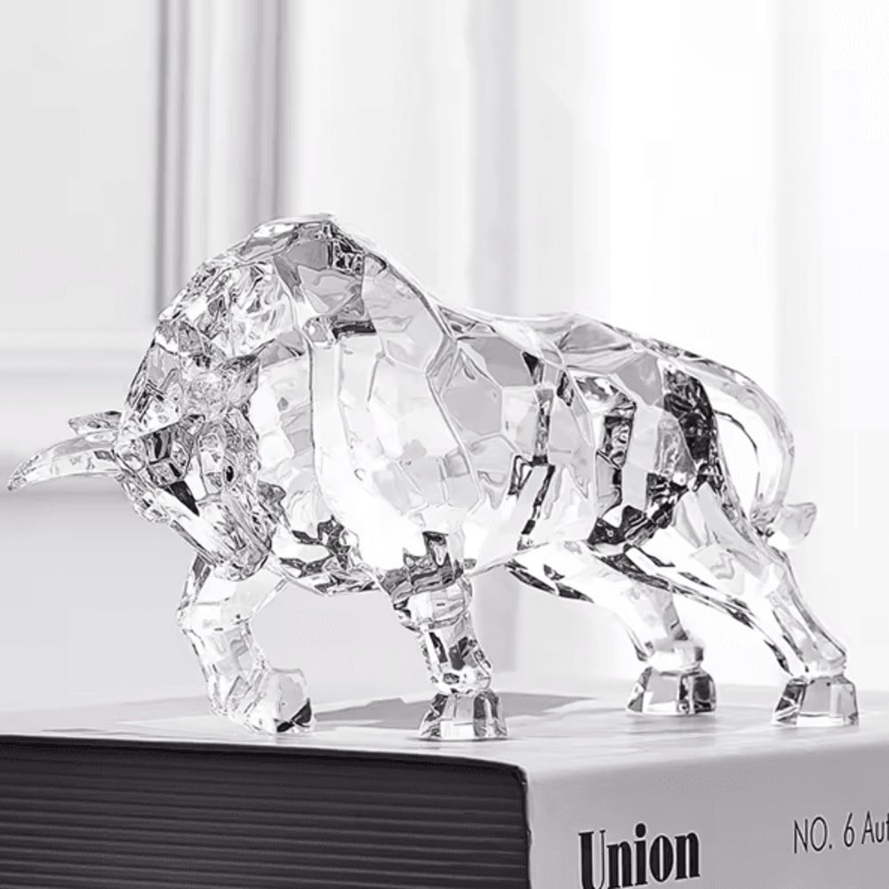 Nordic Acrylic Crystal Ox Sculpture For Modern Home And Office Decor 2