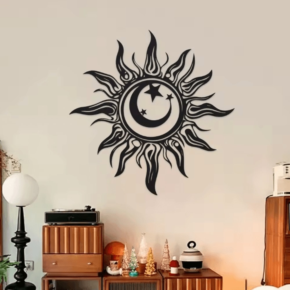 Art Deco Metal Sun Wall Sculpture For Indoor And Outdoor Home Decor 0