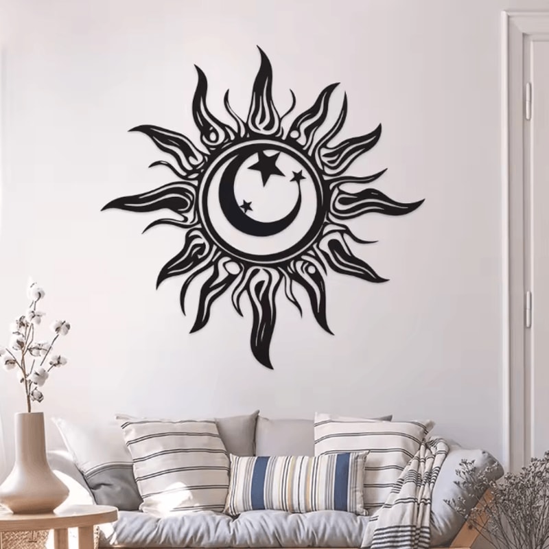 Art Deco Metal Sun Wall Sculpture For Indoor And Outdoor Home Decor 2