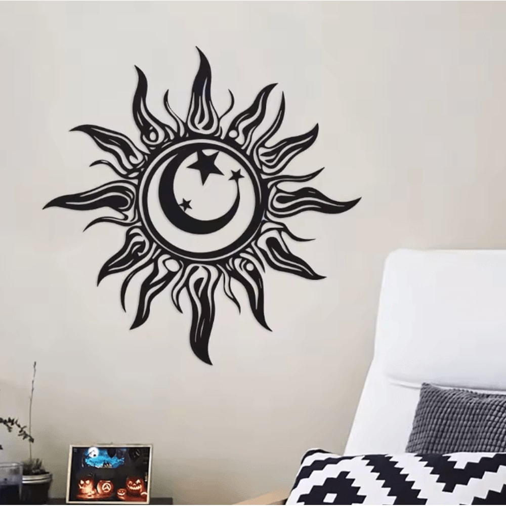 Art Deco Metal Sun Wall Sculpture For Indoor And Outdoor Home Decor 3