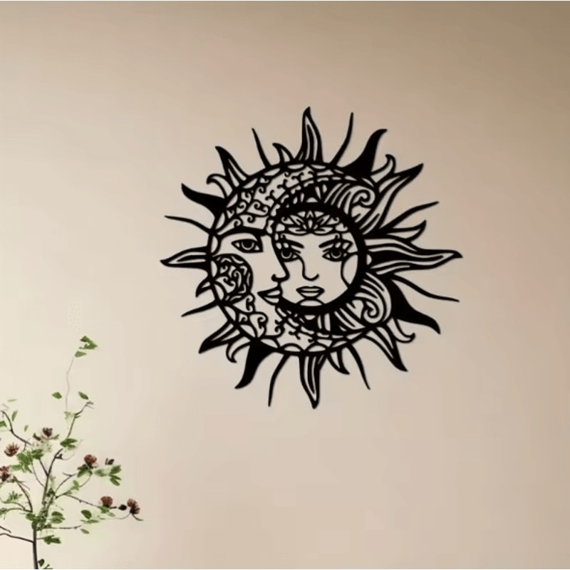 Geometric Sun And Moon Metal Wall Art For Modern Mystical Home Decor 2