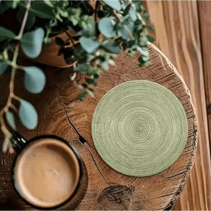 6Pieces Retro Green Wooden Coaster Set For Coffee Table And Home Bar Decor 4
