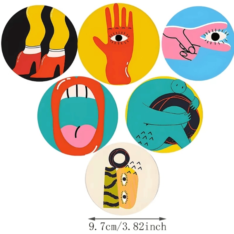 Picasso Style Wooden Coaster Set For Coffee Cups And Artistic Table Decor 3
