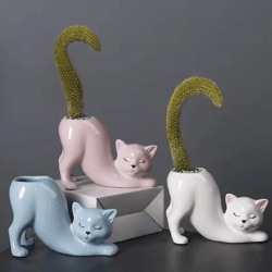 cute cartoon cat tail succulent planter vase for home and desk decor