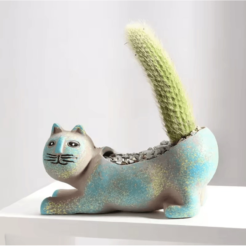 Cute Ceramic Cat Succulent Planter Vase For Indoor Plants And Home Decor 1