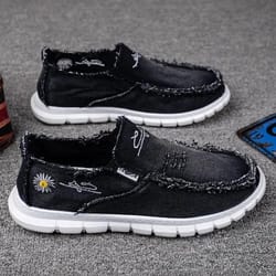 women's daisy embroidered denim casual sneakers