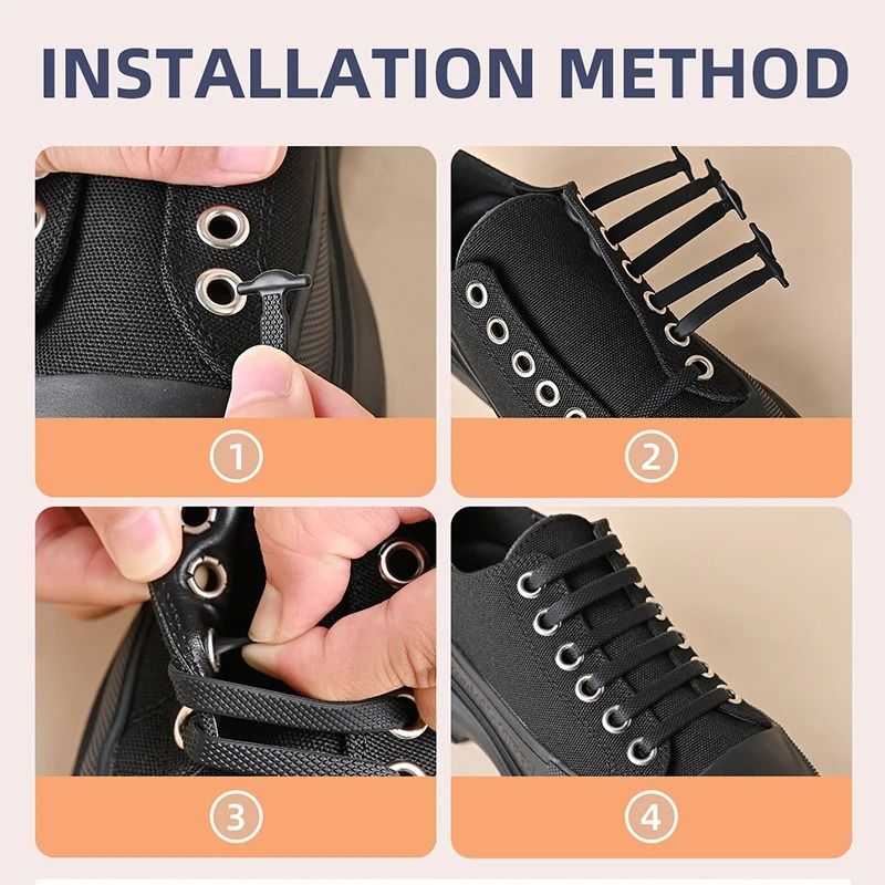 Silicone No Tie Shoelaces Elastic Shoe Laces 2