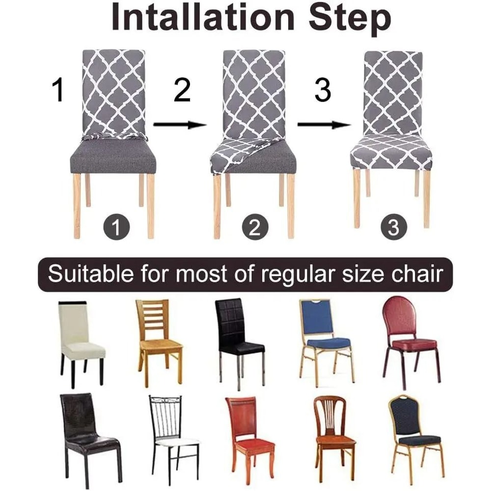 Stretch Fit Printed Dining Chair Cover 2