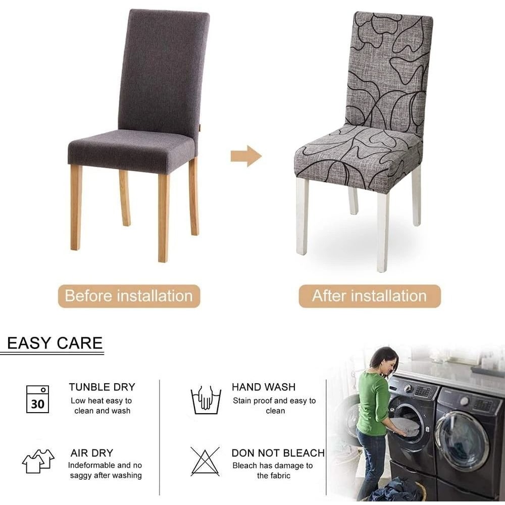 Stretch Fit Printed Dining Chair Cover 4