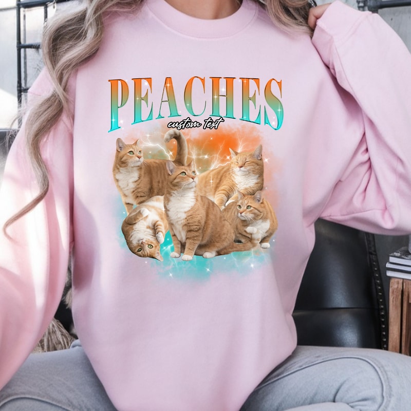 Vintage Cat Mom Gift Custom Bootleg Shirt Custom Face Shirt Retro Dog Shirt 2