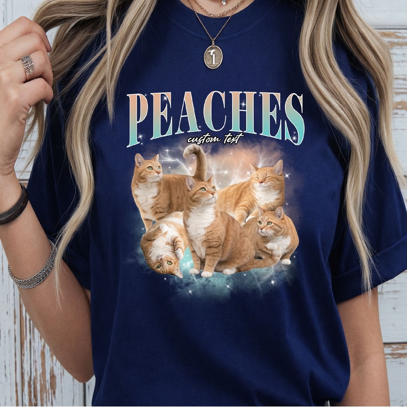 Vintage Cat Mom Gift Custom Bootleg Shirt Custom Face Shirt Retro Dog Shirt 3
