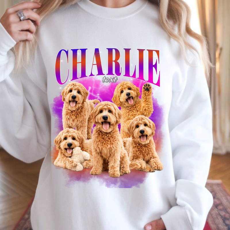 Custom Retro Dog Sweatshirt Bootleg Rap Dog Shirt Personalized Pet Hoodie Vintage 90s Graphic 0