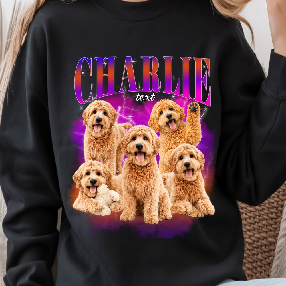 Custom Retro Dog Sweatshirt Bootleg Rap Dog Shirt Personalized Pet Hoodie Vintage 90s Graphic 2