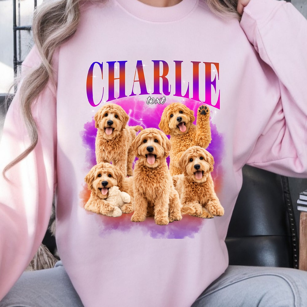 Custom Retro Dog Sweatshirt Bootleg Rap Dog Shirt Personalized Pet Hoodie Vintage 90s Graphic 3