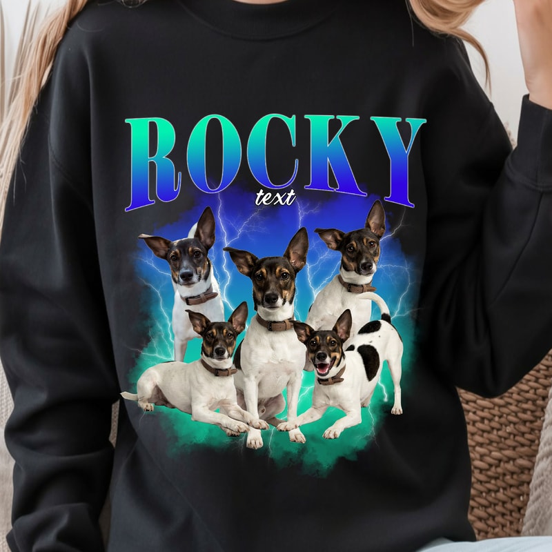 Custom Retro Dog Sweatshirt Hoodie Bootleg Rap Dog Shirt Personalized Pet Shirt Custom Photo Vinta 2