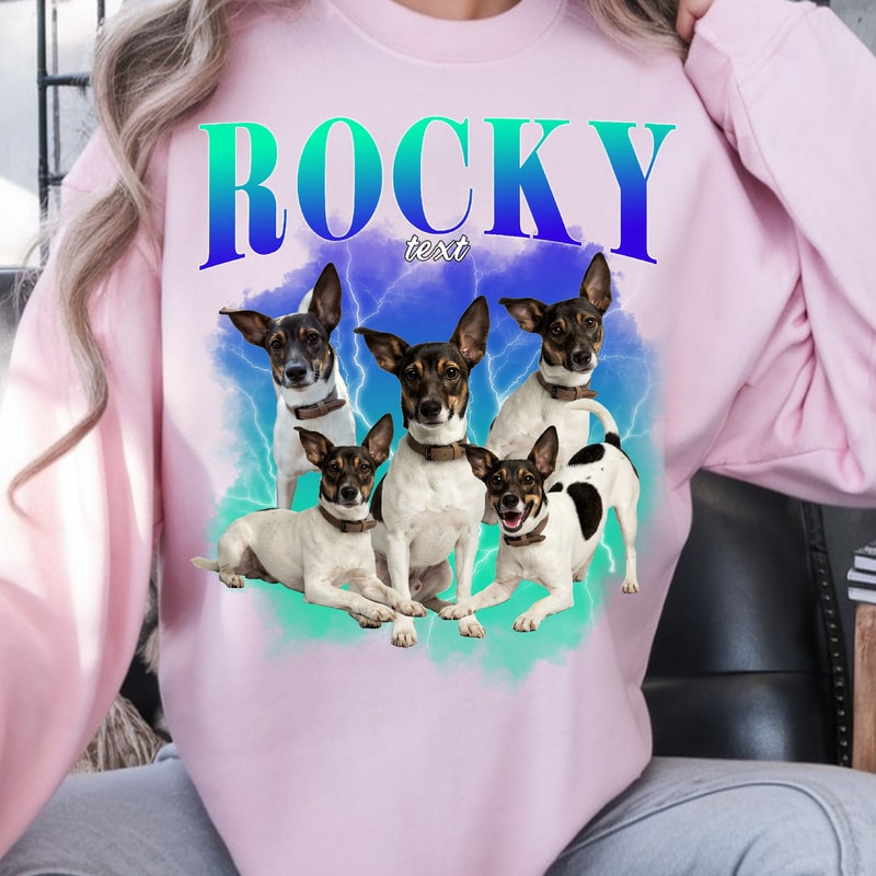 Custom Retro Dog Sweatshirt Hoodie Bootleg Rap Dog Shirt Personalized Pet Shirt Custom Photo Vinta 3