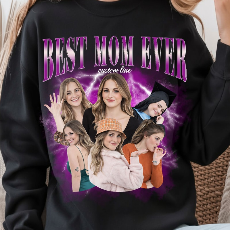 Custom Photo Mom Shirt Best Mom Ever Shirt Bootleg Rap Tee Christmas Gift For Mom 2