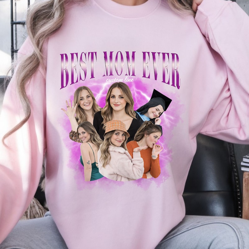 Custom Photo Mom Shirt Best Mom Ever Shirt Bootleg Rap Tee Christmas Gift For Mom 3