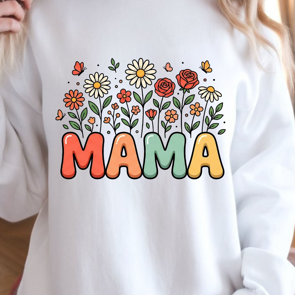 Mama Flower Shirt Floral Mama TShirt Mom Flower Shirt Personalized Mama Tee 1