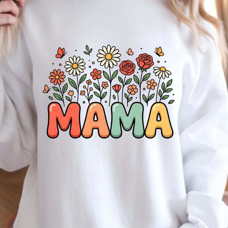 Mama Flower Shirt Floral Mama TShirt Mom Flower Shirt Personalized Mama Tee 1
