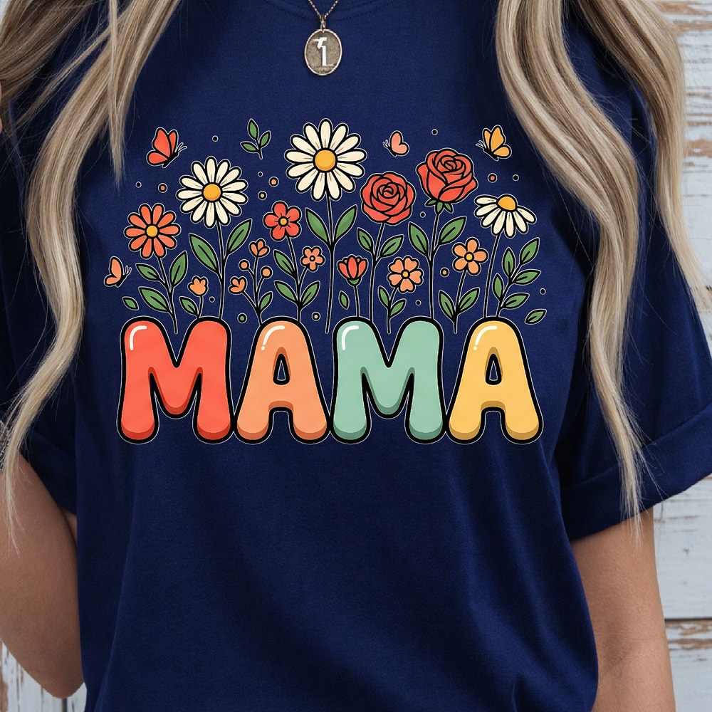 Mama Flower Shirt Floral Mama TShirt Mom Flower Shirt Personalized Mama Tee 2